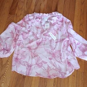 NWT Cupcakes and Cashmere Frilly Pink Blouse ■ Size S
